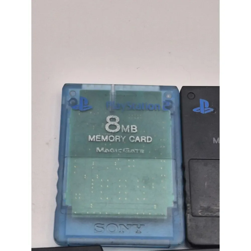 Lot of 5 PlayStation 2 8MB Memory Cards 4 Black 1 Blue SCPH-10020 Tested